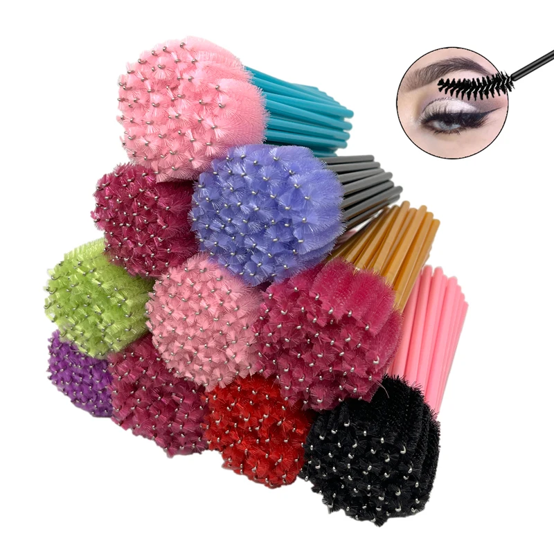 Pink Tool Cleansing Solid Mini Eyebrow Nylon Makeup Applicator Wand Mascara Extension Disposable Spoolie Eyelash Eye Brush Lash