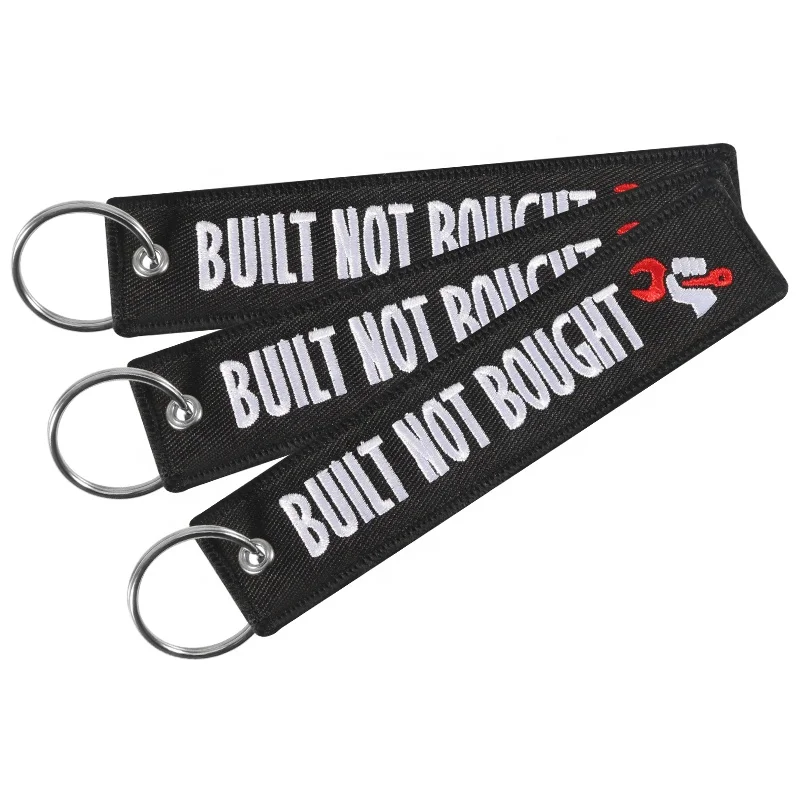 Fashion Key Chain for Cars Embroidery Key Chain for Motorcycles and Cars Gifts Tag Key Fobs BUILT NOT BOUGHT Keychains