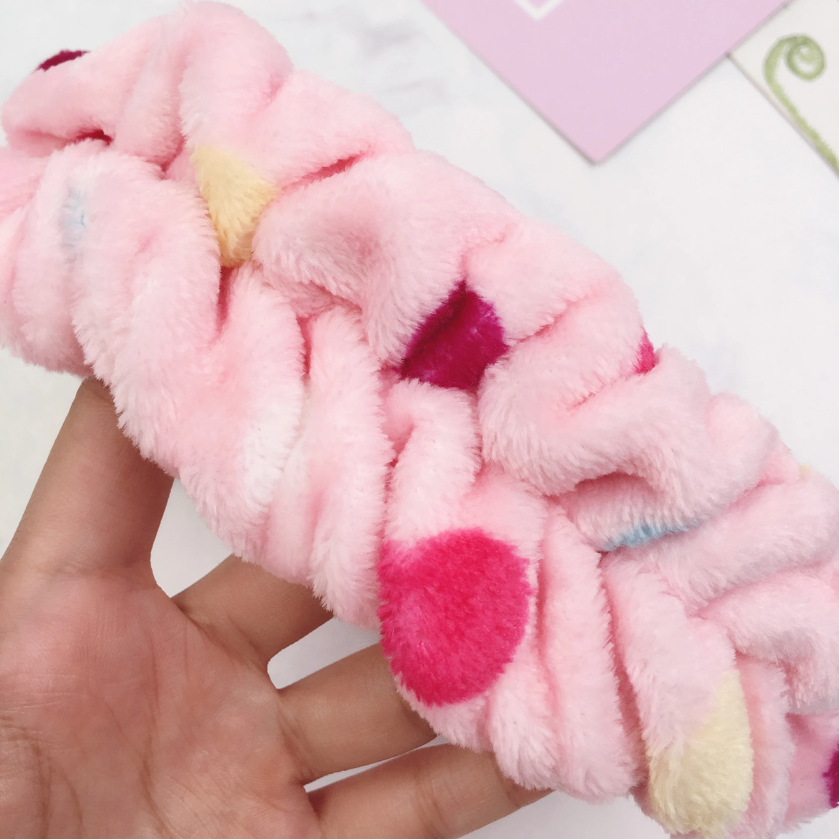 Wholesale Cute Colorful Design Elastic Headband Plush Butterfly Hair Band