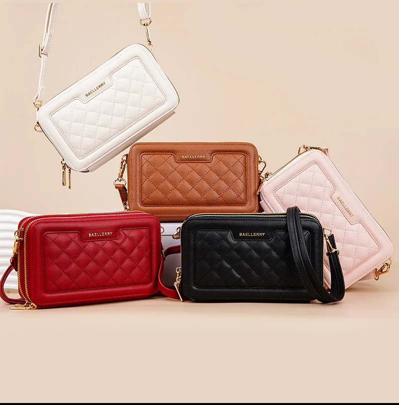 wholesale Baellerry classic quilted crossbody bags ladies fashion phone bag long clutch purse women shoulder bags for girls
