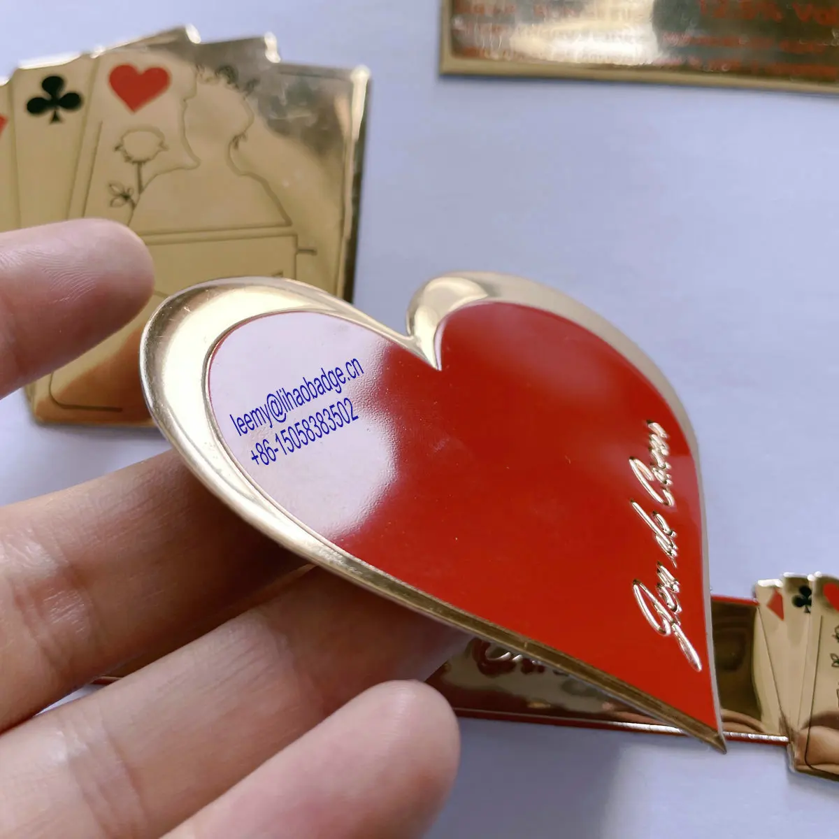 brut wine bottle aluminum metal glossy gold red heart packing sticker label