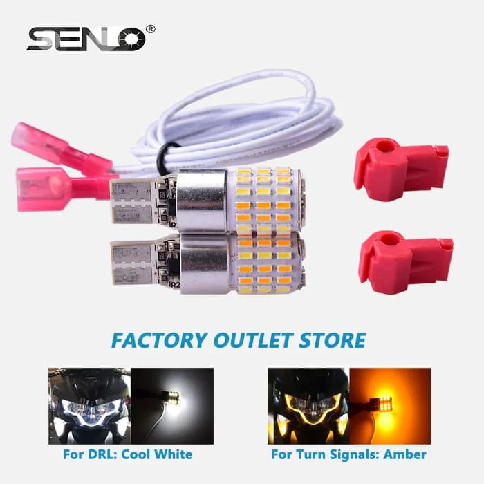 T10 Led Braking Reversing Turn Signals DRL Daytime Running Tail Light Lamp Bulbs Yellow White Dual Color Motorcycle T10