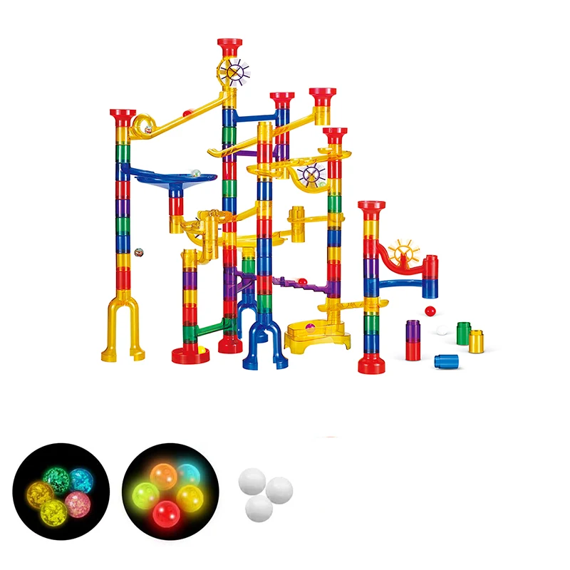 
2021 New Glowing Marble Race Track 3D Glow In The Dark Marble Run With 16 Pcs Glowing Glass Marbles 