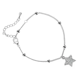 Simple Crystal Star Anklet Full Paved Shining Rhinestone Charm Pendant Anklet For Ladies Foot