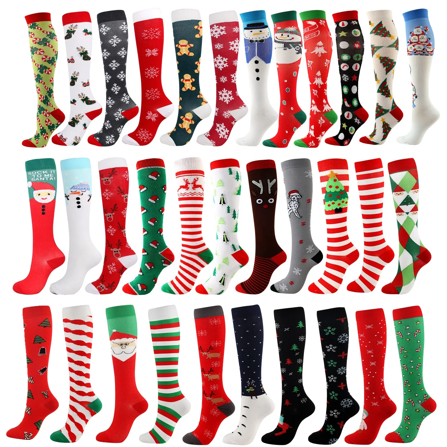 Compression Stockings Calf Socks Hot Sale Christmas for Adults Spandex / Cotton Nylon Animal Casual Knee Winter Knitted Low MOQ