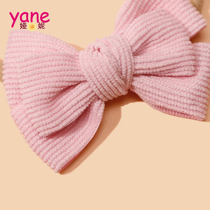New arrived small fresh tied hair bow lace headband headdress ins female  nylon hair accessories Pink rubber headbands