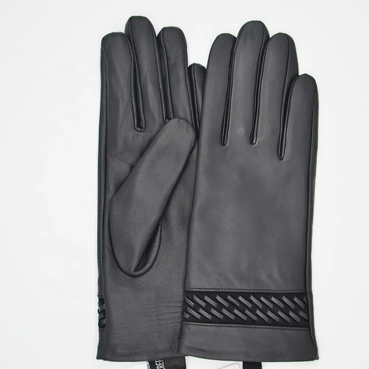 XJ Warm Superior Quality Fashion Winter Custom Logo women lady Wool Blend Lining sheepskin leather gloves