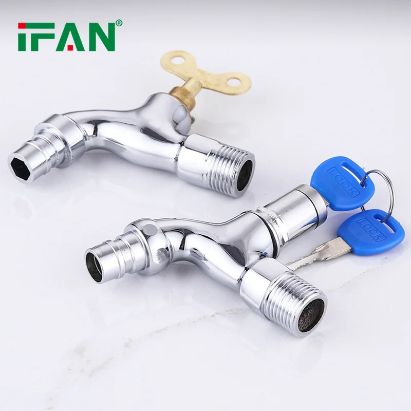 IFAN Anti-Theft Water Pipe Outdoor Garden Taps 1/2 Inch Brass Stainless Steel Faucets Bibcock With Lock
