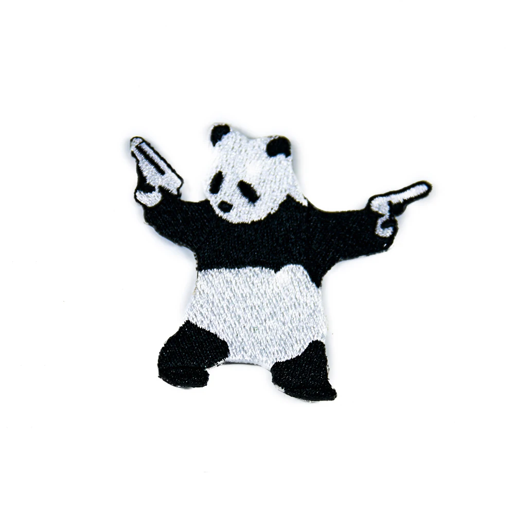 
Chinese manufacturer sells cartoon animal panda with cute pistol embroidery patch 
