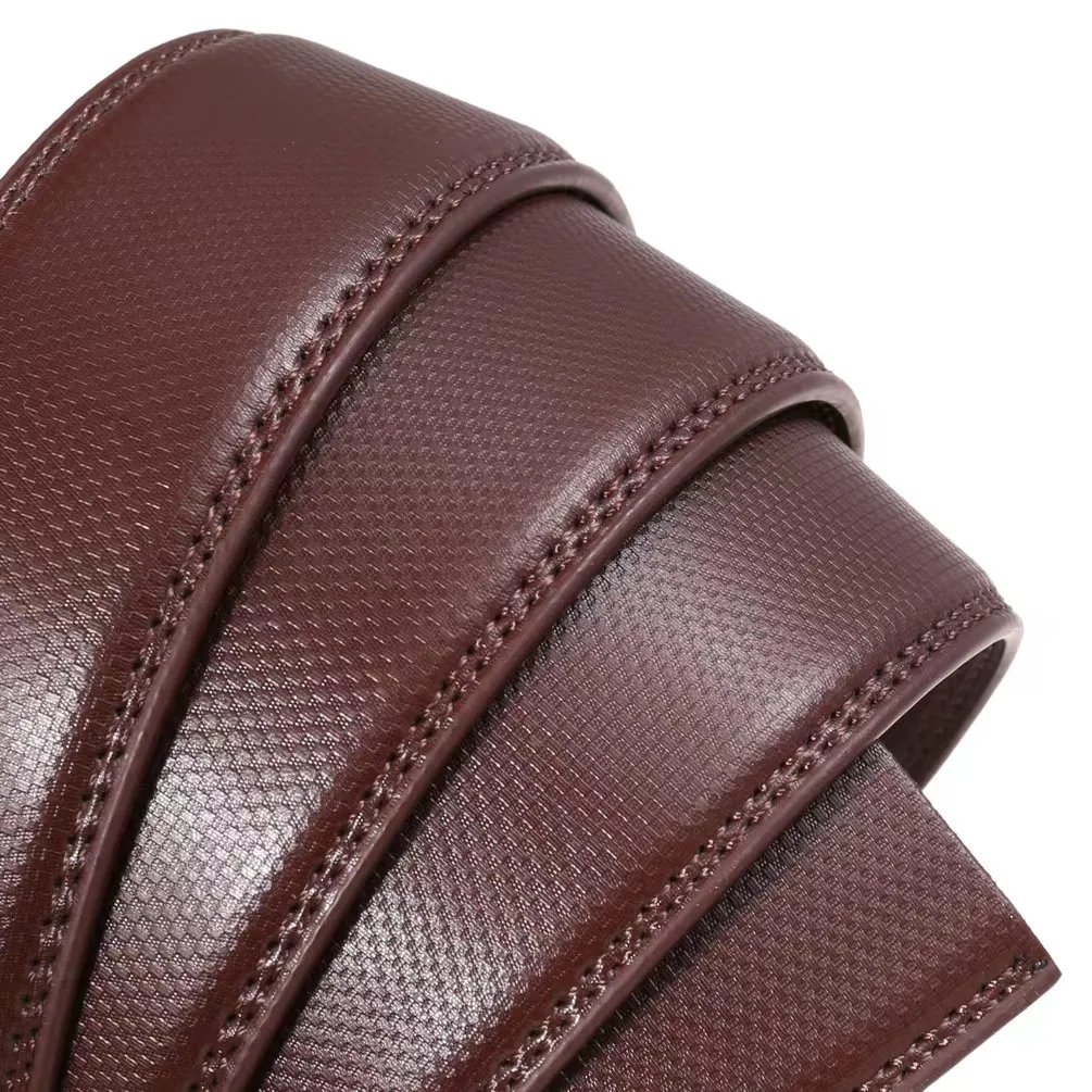 Split Genuine Leather Black And Brown Grain Auto Buckle Men Belt Strap