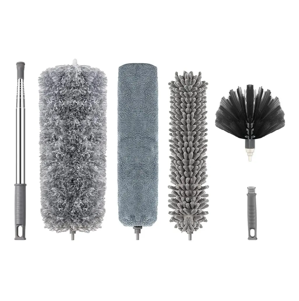 Microfiber Duster with Extension Pole Reusable Bendable Dusters Washable Lightweight Dusters for Cleaning Ceiling Fan