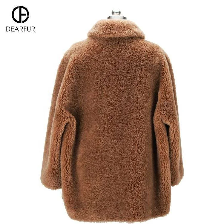 Custom Cheap Faux Fur Jacket Sustainable Knitted Long Luxury Faux Fur Coat