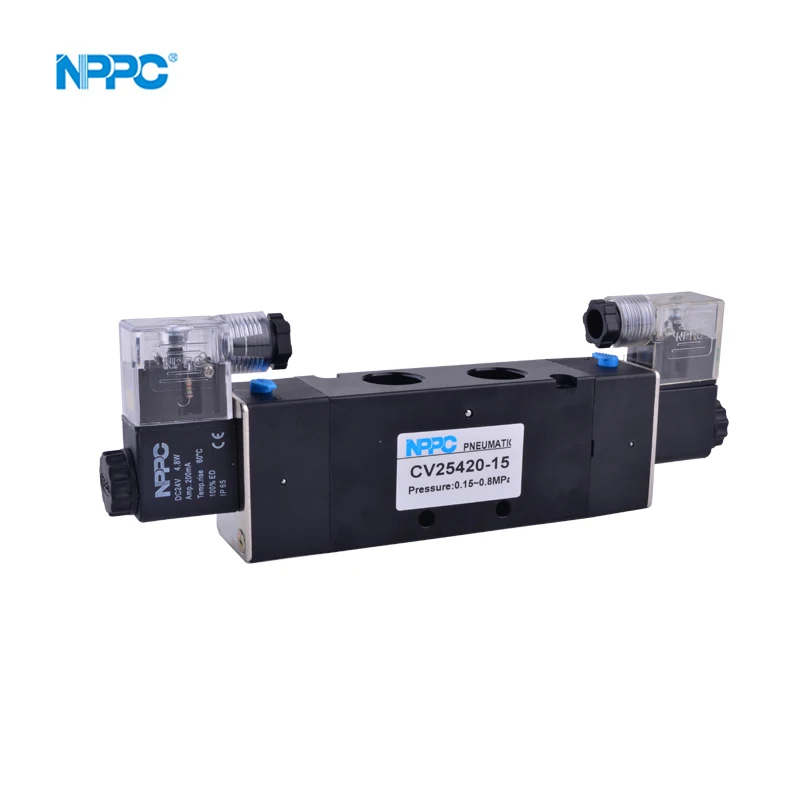 4V420-15  CV series double head solenoid valves Good Quality 5/2 Way Pneumatic Alloy Air solenoid valves supplier CV25420-15