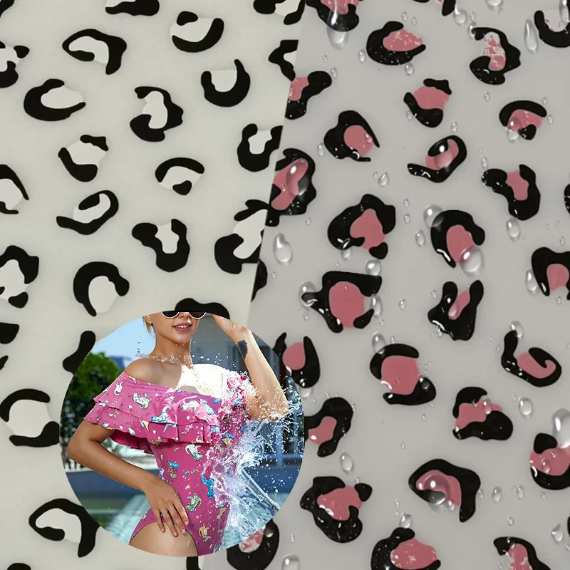 New Style Leopard Print Custom Made Polyester Fabric Color Changing in Water Raincoat Swim Suit Trunks Hydrochromic Hydro