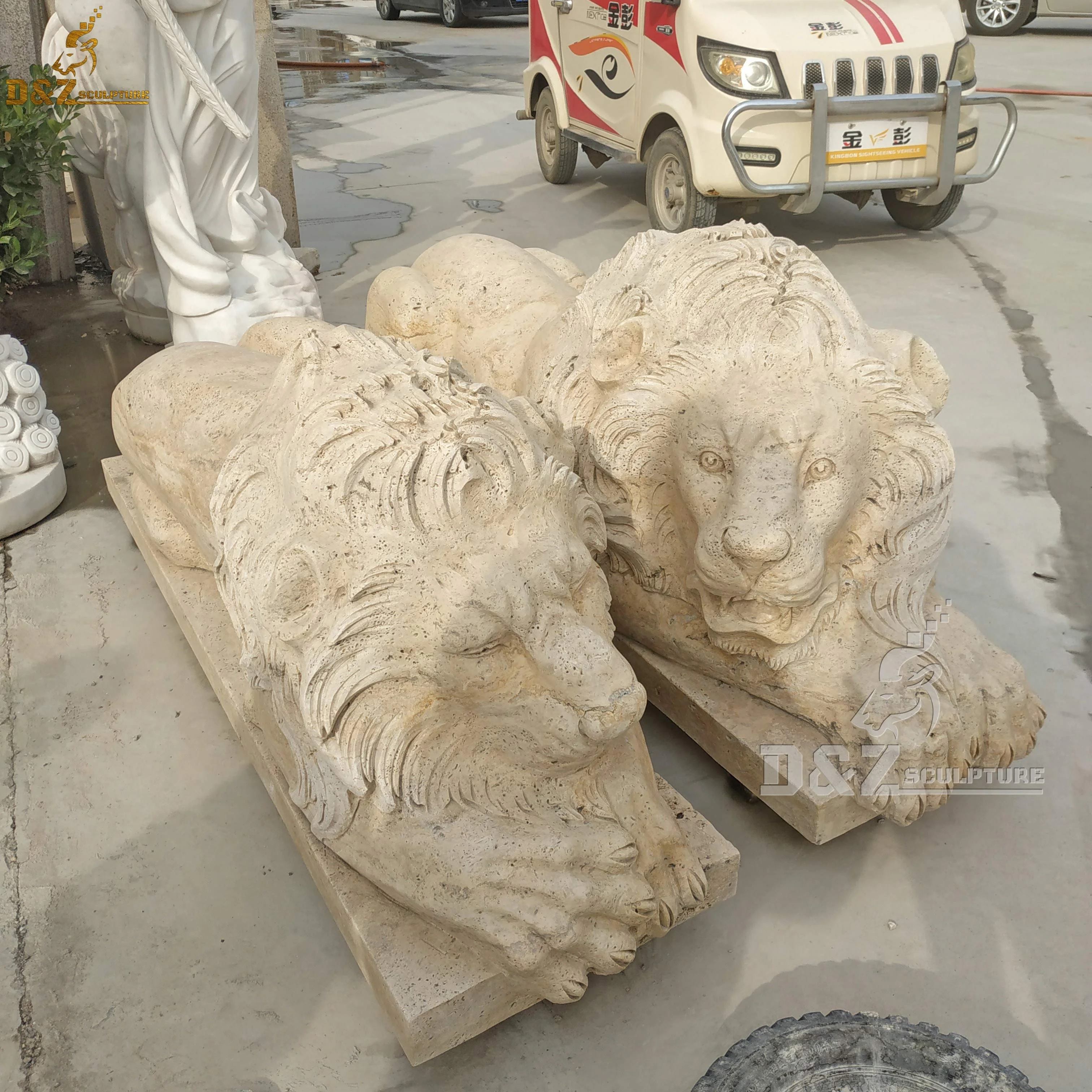 Decorative Craft Black Natural Rock Granite Marble Stone Carving Laying Sleeping Lion Statue For Gate