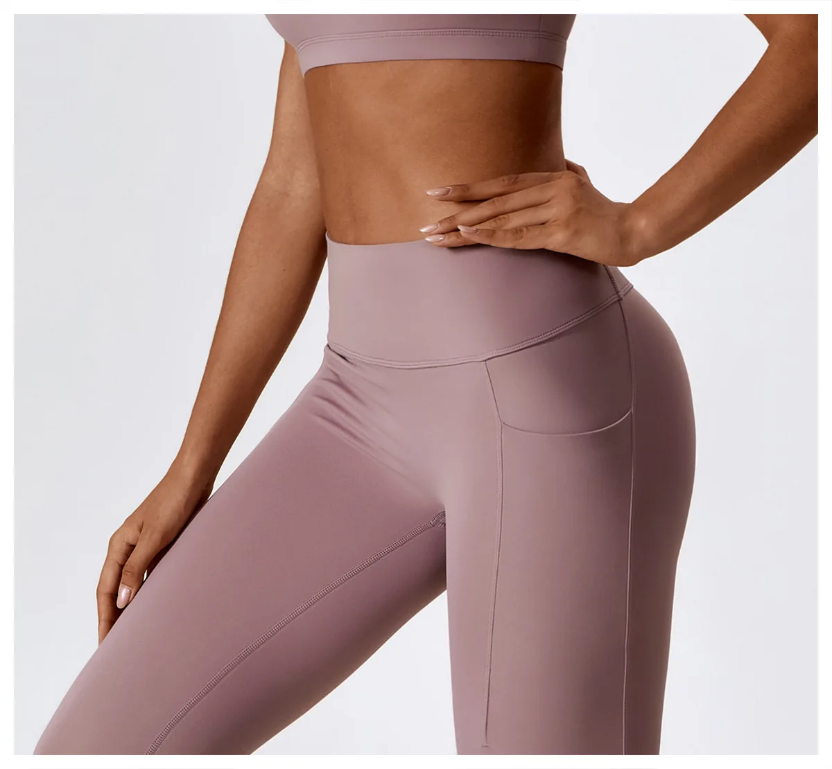 Wearing Tight Pockets for Abdominal Contraction and Hip Lifting Fitness High Waist Running Sports Leggings Yoga Pants 8295