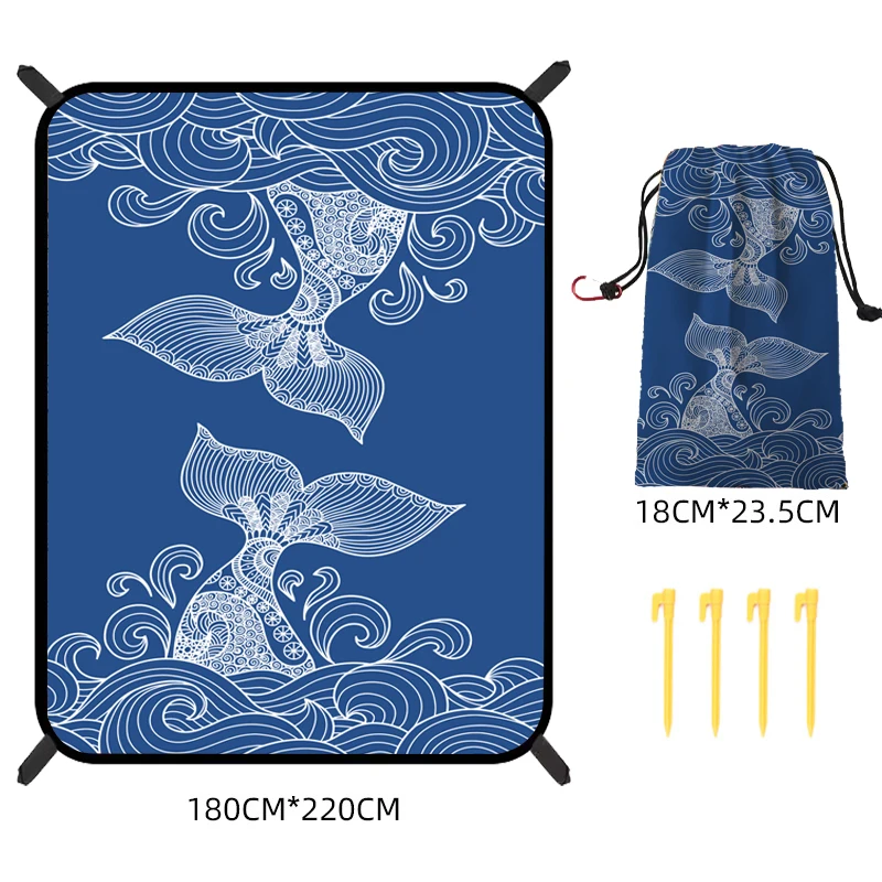 Outdoor Camping Large Quick Dry Wateresistant Sand Proof Beach Mat with Corner Pockets Portable Bag