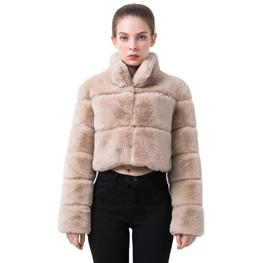 QIUCHEN- QC20051 new arrival fluffy high quality cropped faux fur coat