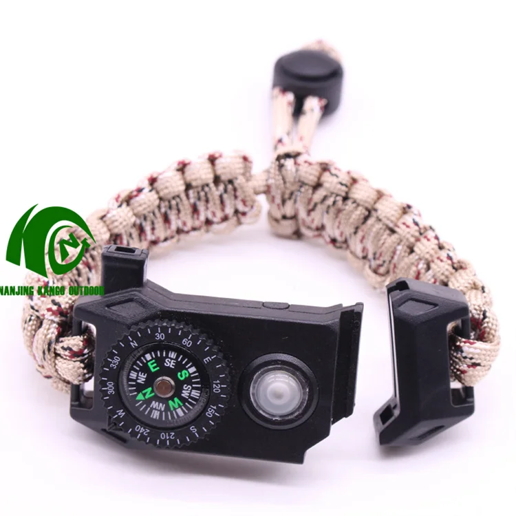 Kango Parachute Survival Bracelet With Firestarter Whistle Knife Kits Concert Led Wristband Lifesaving Wristband