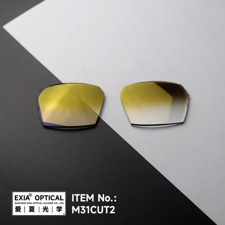 EXIA M31CUT2 Sunglasses Lens Flash Mirror Gold Rimless Cutting MR-8 1.61 Index Non-prescription SHMC Base Curve 3