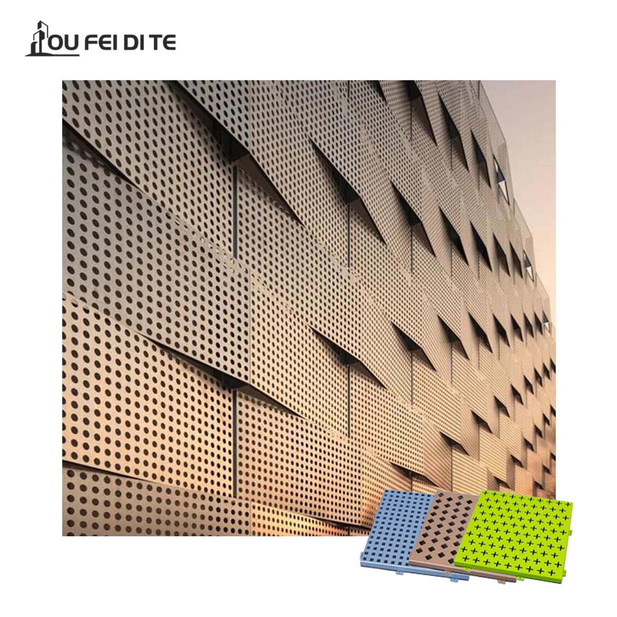 Good Price PVDF Painting Customized Pattern Venneer Panel Aluminum Facade Perforated Wall Cladding Exterior Decoration