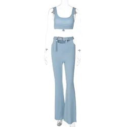 New Sleeveless Vest Flared Pants Two-piece Fashion Set Two Piece Set Women Clothing Summer 2023