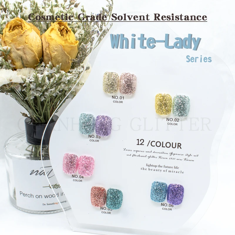 2023 Newest Cosmetic Grade Solvent Resistant Titanium Crystal Series Chunky Glitter Nail arts/Face decorations