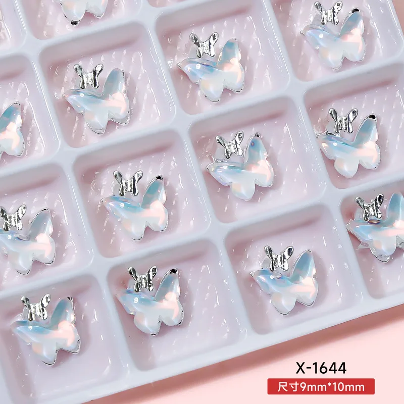 French butterfly nail art alloy accessories with colorful aurora and a cool niche exquisite feel for butterfly nail decorations