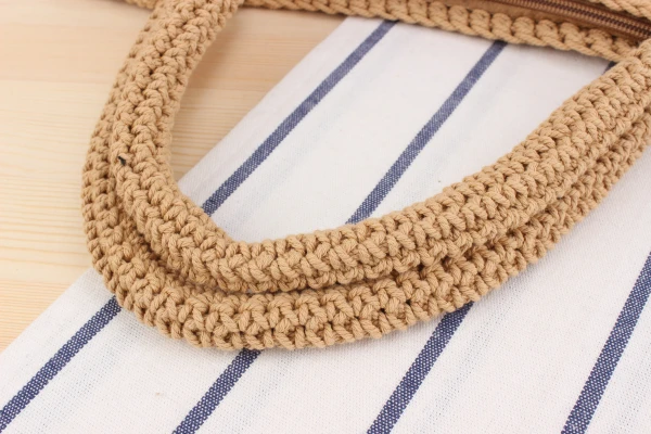 Wholesale Custom Latest Handmade Knitting Crochet Handbag Women Designer Cotton Rope Knitted Handbag Textured Crochet Tote Bag