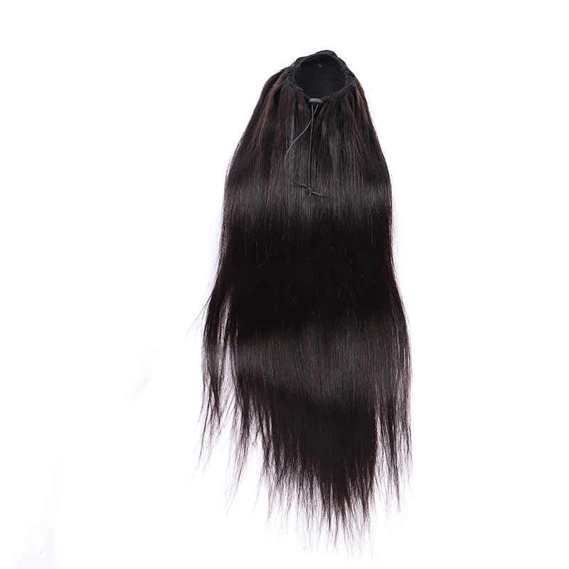 Cheap Price Brazilian 1b Natural Black Pony Tail Virgin Raw Human Hair Drawstring Ponytails Hair Extensions