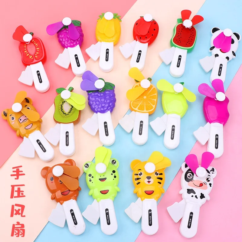Creative Colorful Gift Small Fan Hand held Cartoon Fruit Portable Hand Pressure Summer Mini Fan with Soft Blade