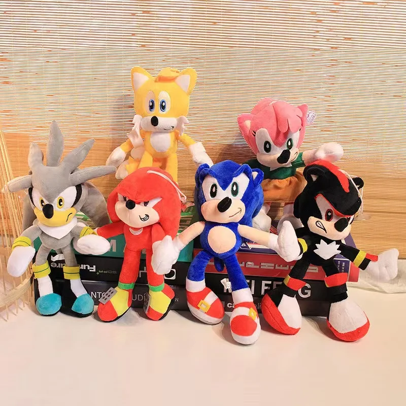 Мягкая мультяшная кукла Sonic милый ежик роза костяшки пальцев подарок на день рождения для детей с аксессуарами медведем