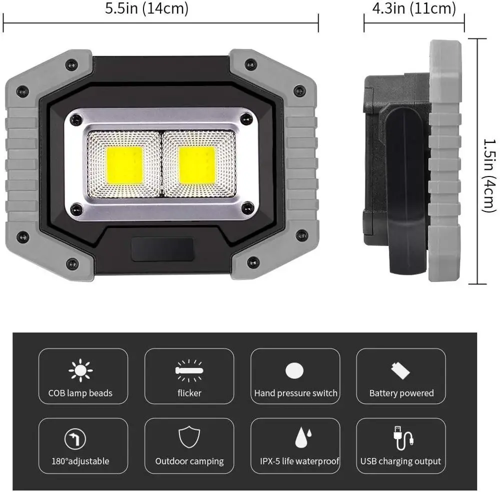 Manufacturer 20W COB Working Lights, Powerful Wireless Rechargeable Portable Waterproof Outdoor Led Emergency Flood Work Lights