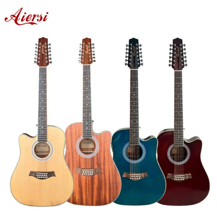Aiersi brand  Hot-sale Musical Instruments 12 string acoustic electric guitar in low price