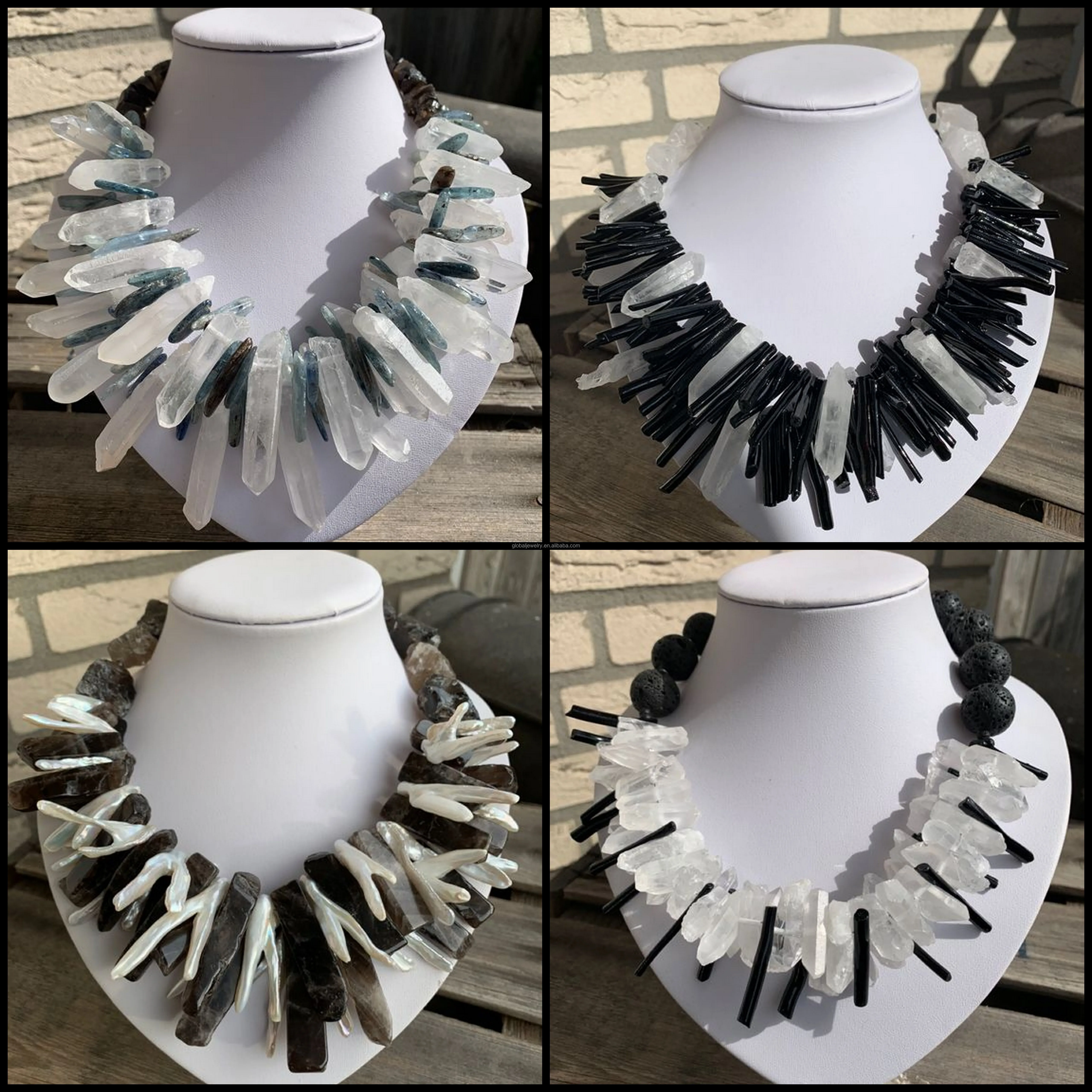 2024  Fashion White Crystal  Women Natural  Crystallodont  necklace