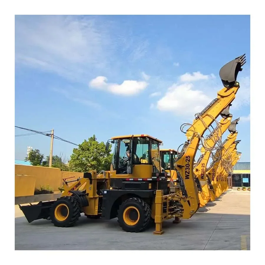 Cat Backhoe  Mini Loader 4WD Tractor with Front End Loader and Backhoe Mini Tractors Yellow Green UNIQUE Training Long Power ISO