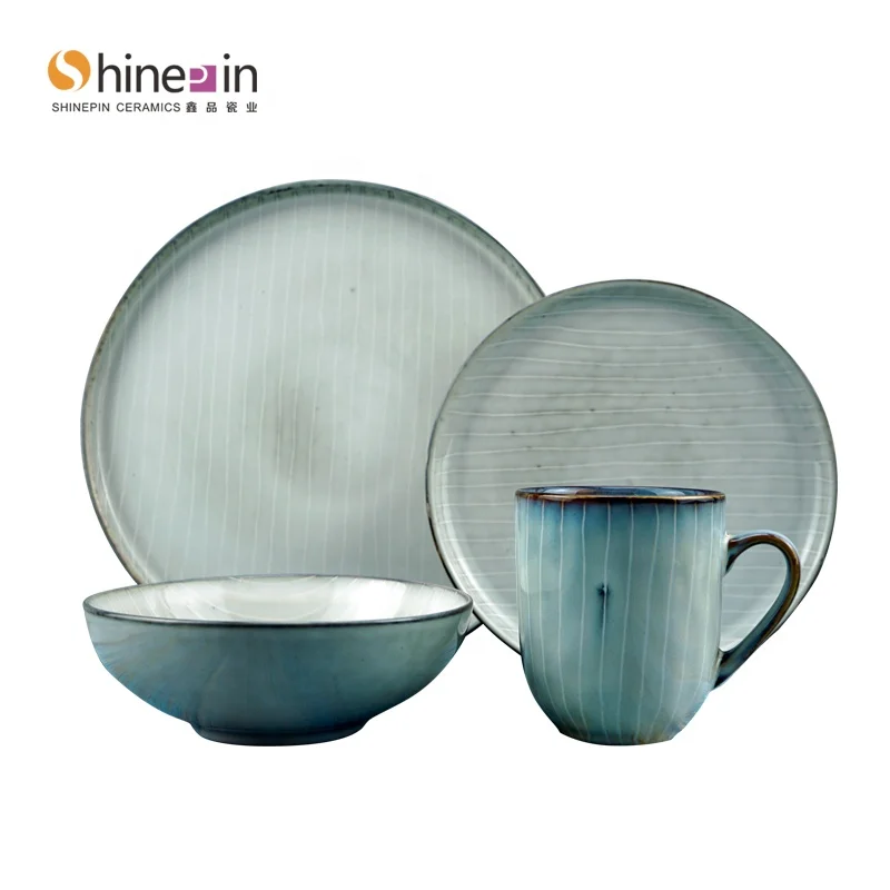 Factory Wholesale Hotsale Homeware mug dinnerware set Reactive glaze color Tableware set Coffee mug Salad Plate and Soup Bowl