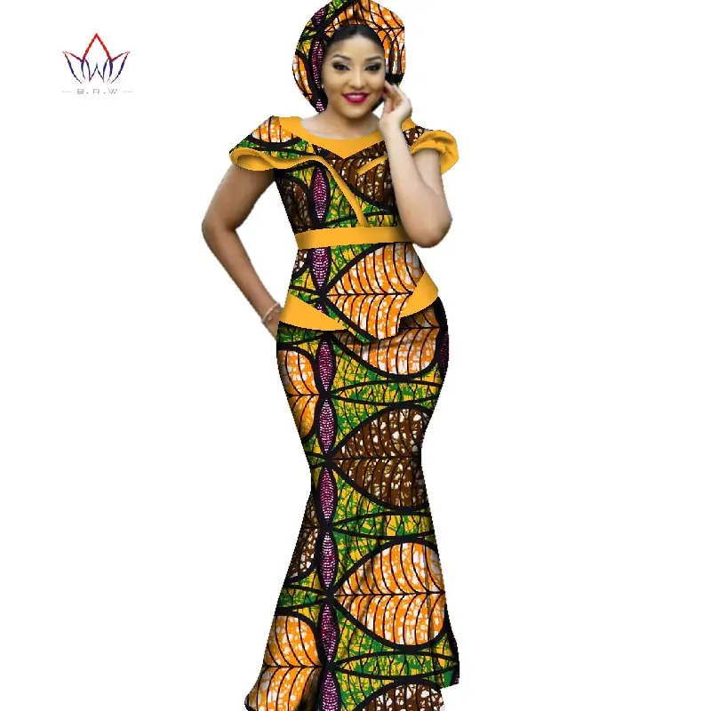 Hot Sale African Bazin Dresses Designs Dashiki Plus Size Women Africa Long Dress Party Dresses Women Set Clothing