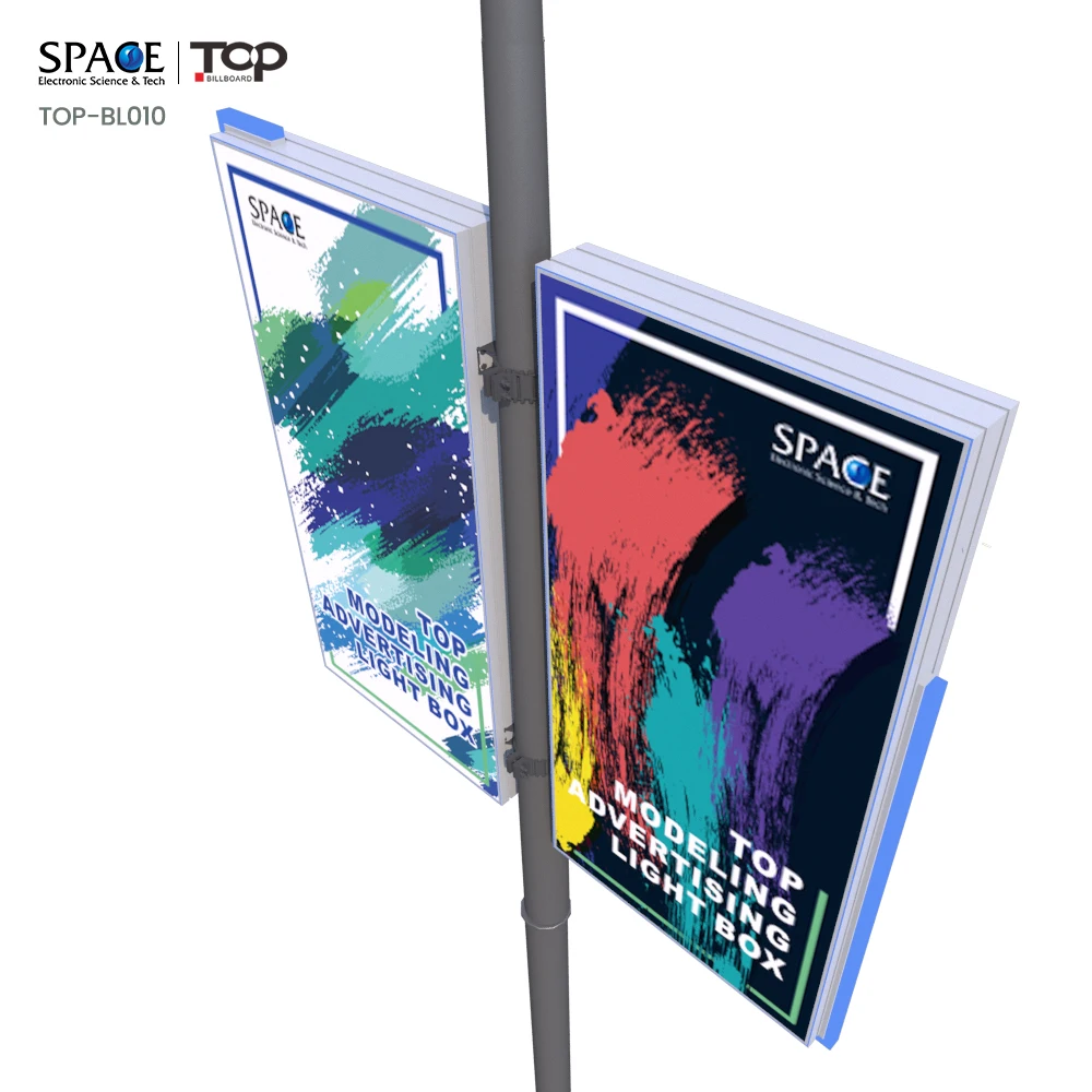 Lamp Pole Light Box Fabric Light box Illuminated Sign Board Double Sided Backlit Fabric Billboard Outdoor Light Box