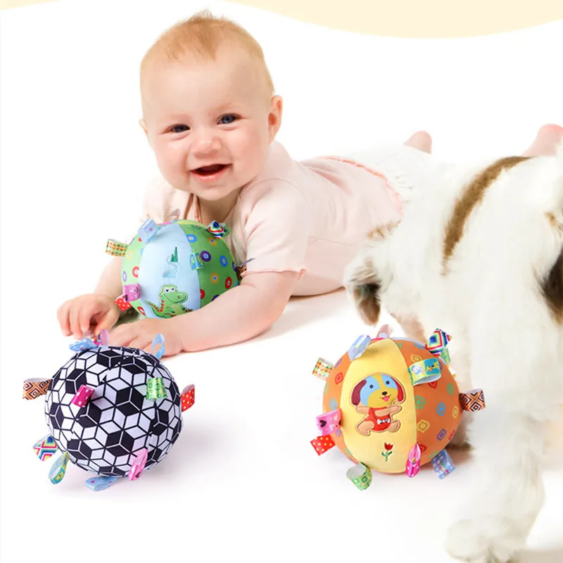 Wholesale Colorful Terylene Chew Dog Toy Football Plush Ball with Sound for Baby Leaning Color