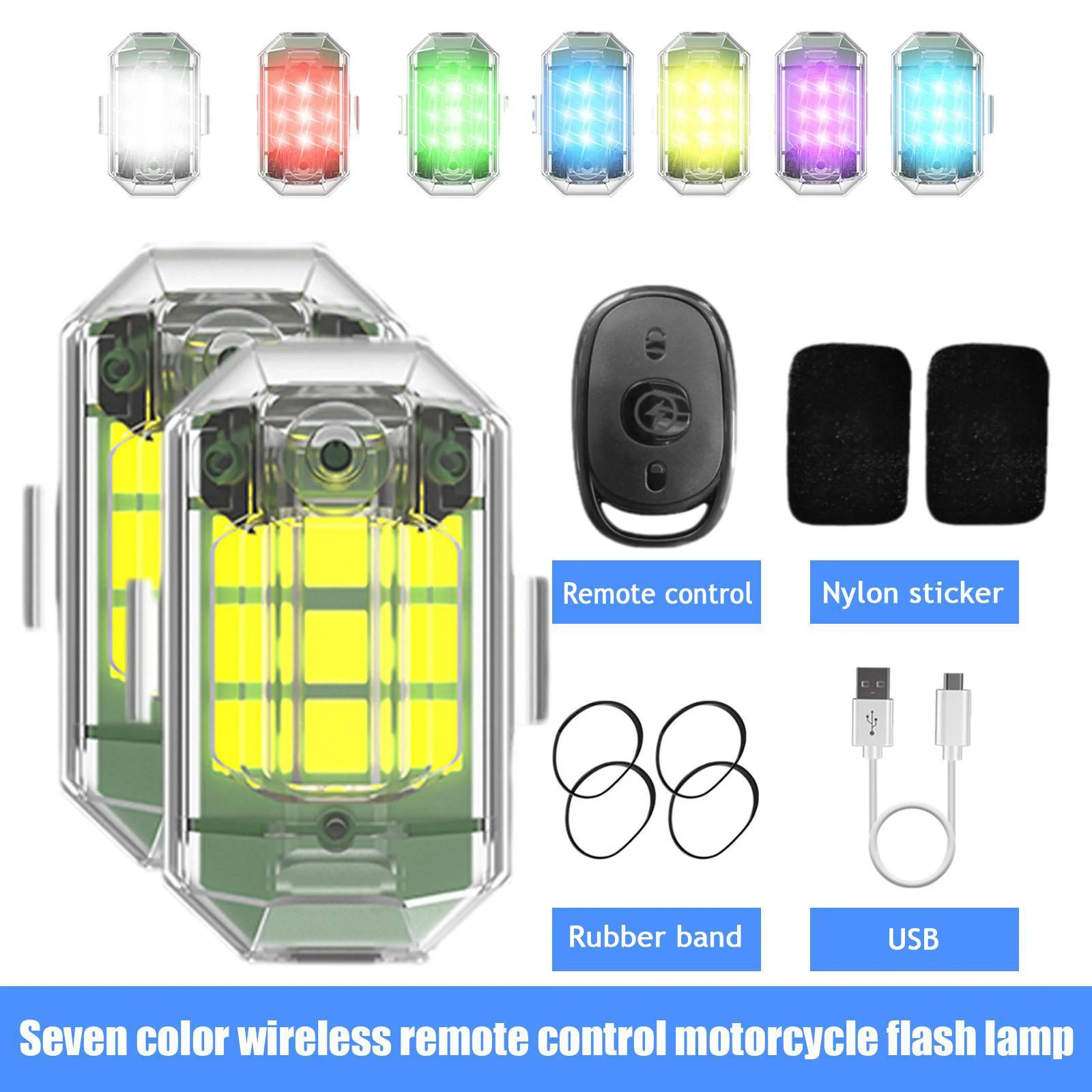 Car LED Anti-collision Warning Light Signal Light RC Drone with Strobe Lamp Remote Control 7 Colors Flash Turn Signal Indicator