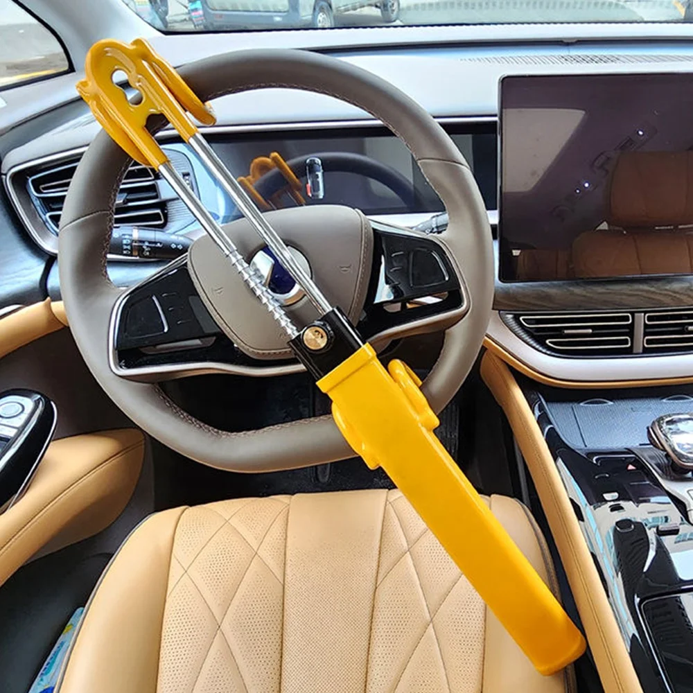 Anti Theft Safety Product Steel Double Hook Twin Bar lock Security Car Universal Steering Wheel Lock with key