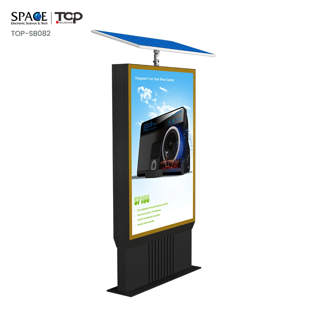 Outdoor Scrolling Light Box Advertising with LED Display Solar Power Light Boxes