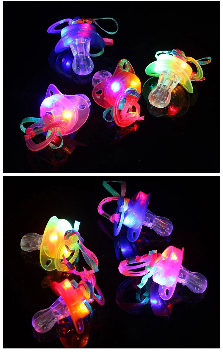 Wholesale Novelty Gifts Flashing Pacifier Toy LED Pacifier Necklace Glow Pacifier For Night Party