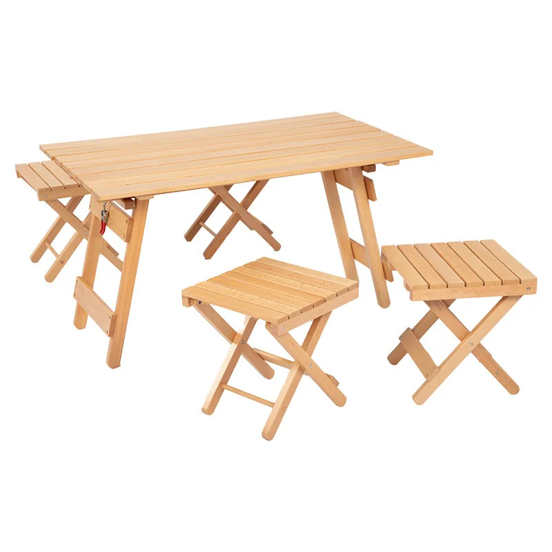 Outdoor Tables Solid Wooden Camping Folding Tables Garden Square Travel Portable Table And Chairs Set
