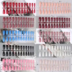 24pcs/Set Detachable Long Coffin Fake Nails European Rainbow Ballerina Full Nail Art Tips Colorful Beauty Artificial False Nails