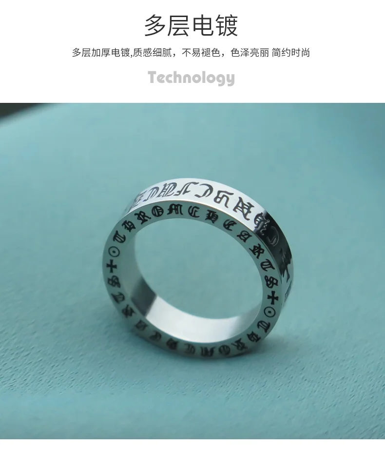 Hot sale High polished punk round men ring roman numerals titanium steel   birthday party gift rings