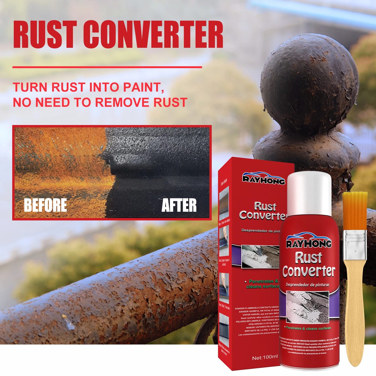 100ml Car Anti-rust Rust Remover Paste Multi Purpose Chassis Rust Converter Repair Protect Iron Metal Surfaces Maintenance Clean
