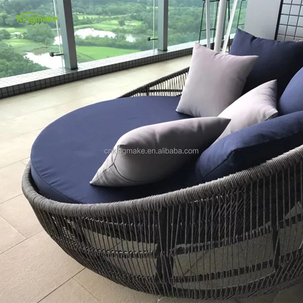 waterproof triangle shape rattan sunbed lounger used in hotel villa outdoor furniture sunbed
