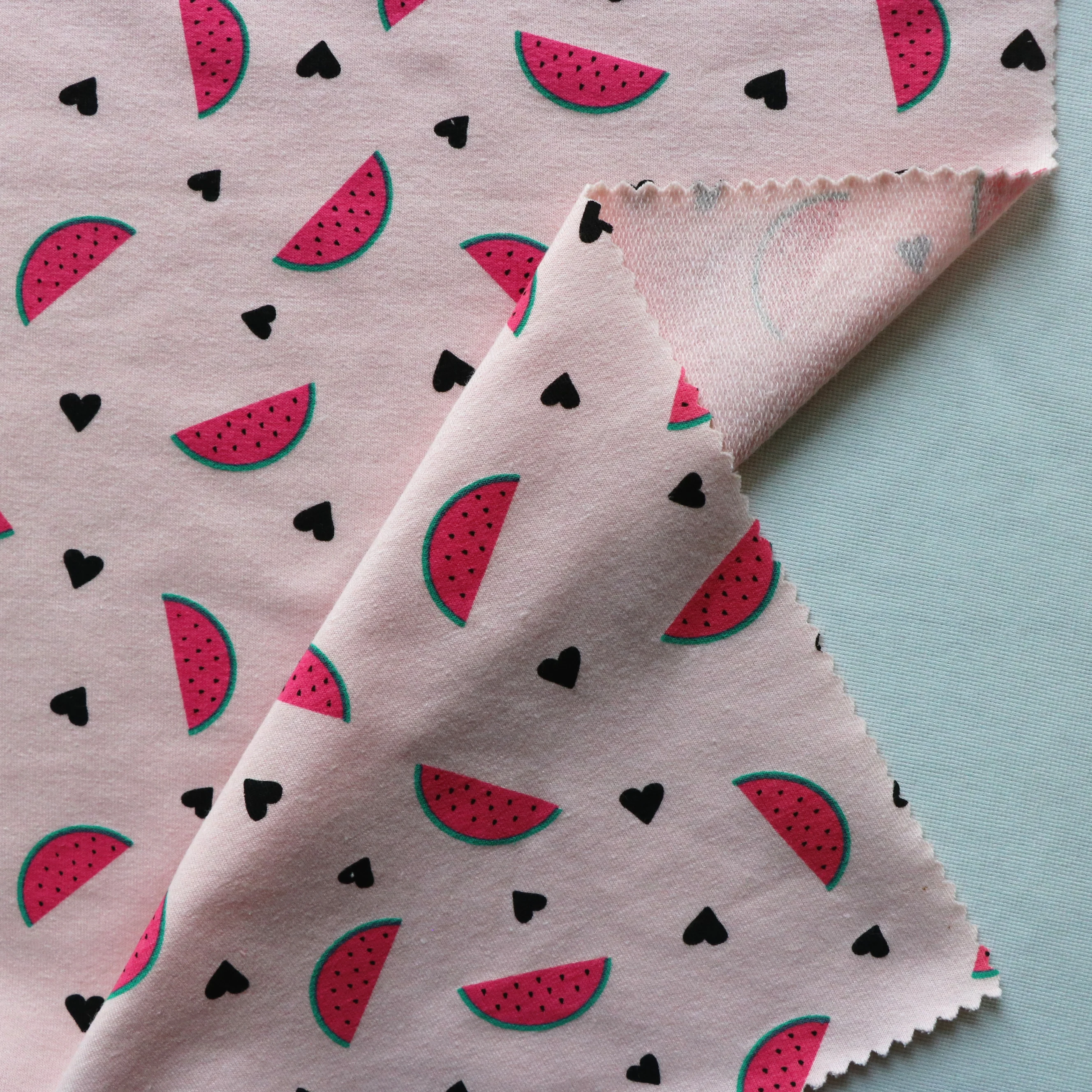 New Style Fruits Pattern Cotton95% Spandex5% Printed French Terry Fabric For /Hoodies/Garments Customized Printing Pattern